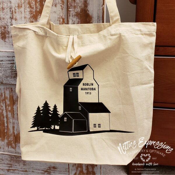 Elevator-Roblin-2_cb7d6280-08c1-4bb4-a4cf-31f749a50c06 Roblin, Manitoba Landscape - Recycled Cotton Tote Bag - Netties Expressions