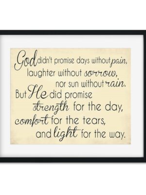 God-didn_t-promise-8x10-Frame_62fe9740-c1aa-490c-9b3d-f2acb60a5592 God didn't promise days without pain - Art Print - Netties Expressions Prints
