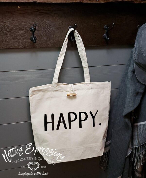 Happy_1.0_684d4032-6586-4141-a32e-3a5ecff581e5 Happy - Recycled Cotton Tote Bag - Netties Expressions