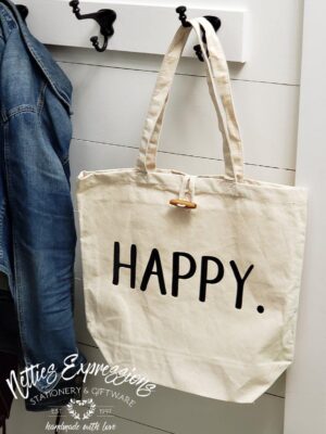 Happy - Recycled Cotton Tote Bag - Netties Expressions