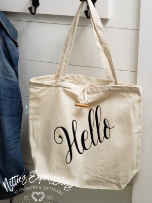 Hello_1.1_60111958-36dc-4409-8917-c984513e11c5 Hello - Recycled Cotton Tote Bag - Netties Expressions
