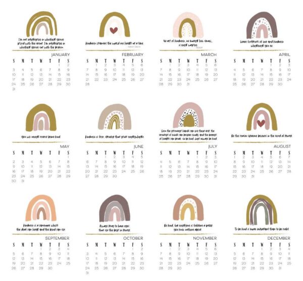 2021 Desktop Calendar - Rainbows of Kindness - Netties Expressions