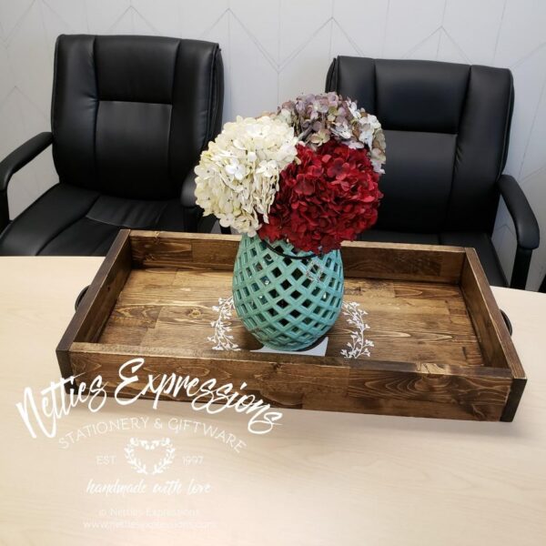Large Rustic Plank Wooden Serving Tray - Netties Expressions