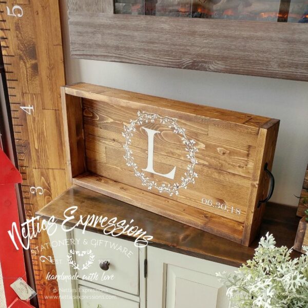 Large Rustic Plank Wooden Serving Tray - Netties Expressions