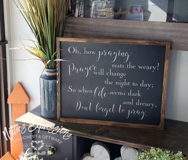 Oh-how-praying-16x20-raven-pewter_aeac15f7-ce92-41f6-b035-af00fee4c4ca Oh how praying rests the weary - Rustic Wood Sign - Netties Expressions
