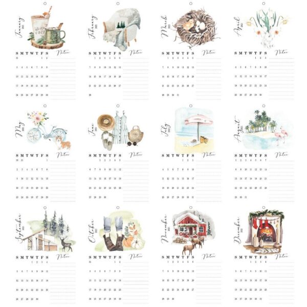 2022 Rustic Seasonal Slim Wall Calendar - Netties Expressions