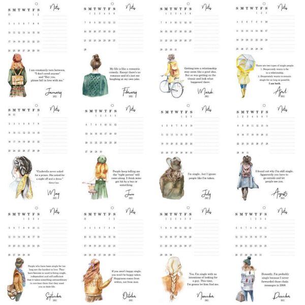2021 Single Gals Slim Wall Calendar - Netties Expressions