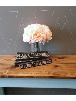 Allergic to Mornings 1.5x10 Rustic Wood Sign - Netties Expressions