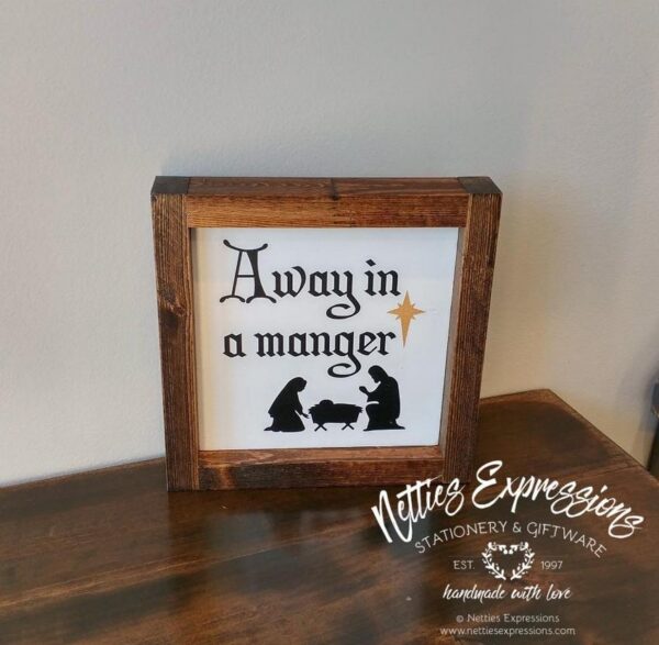 away-in-a-manger-6x6-rustic-framed-wood-christmas-sign-wood-signs_a47f77f0-5a18-48a8-ab75-f03ee2ab5707 Away in a Manger - Rustic Wood Christmas Sign - Netties Expressions