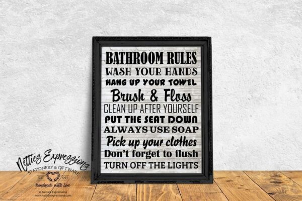 Bathroom Rules - Art Print - Netties Expressions Prints