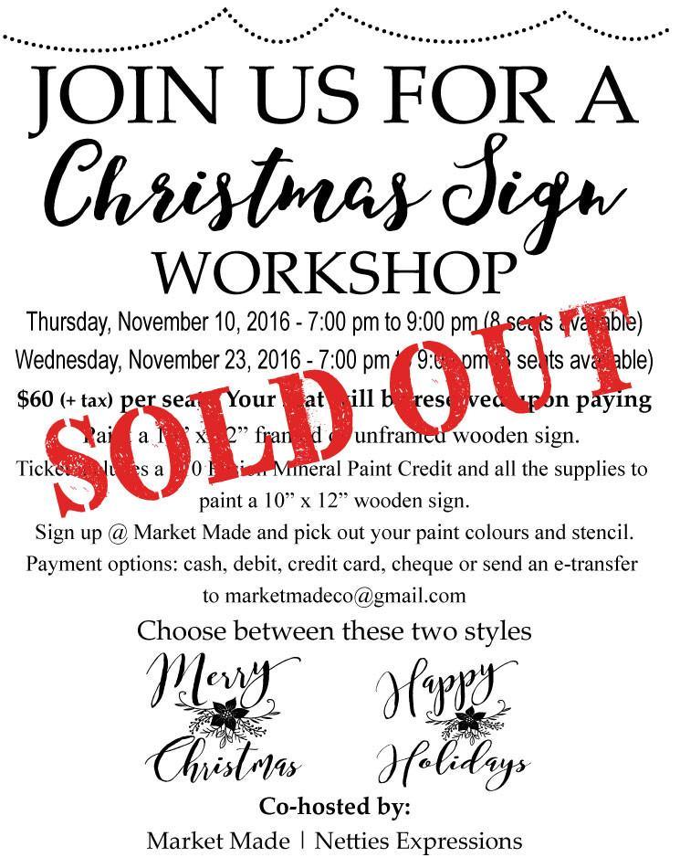 Join us for a Christmas Sign Workshop! - Netties Expressions