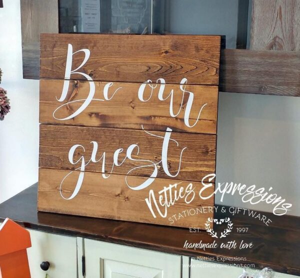 be-our-guest-22x22-rustic-pallet-wood-sign-wood-signs-2_e38728a3-b0fa-4711-894a-644383f2047a Be Our Guest - Rustic Pallet Wood Sign - Netties Expressions