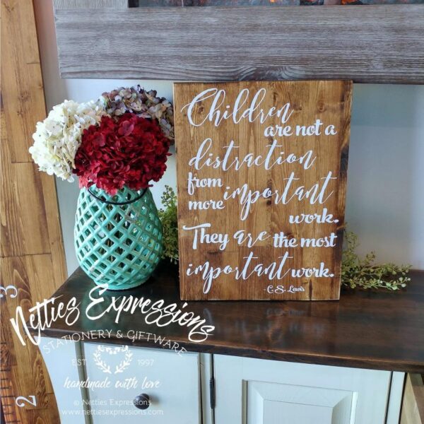 children-are-not-a-distraction-12x16_c02df292-498f-4bf7-8b08-dd94b98b9119 Children are not a distraction - Rustic Wood Sign - Netties Expressions
