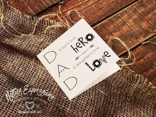 dad-a-sons-first-hero-a-daughters-first-love-square-fathers-day-card-cards_c0cba296-de2e-4447-9e01-8b39e66ea668 Dad - A son's first hero, A daughter's first love - Greeting Card - Netties Expressions