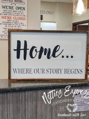 home-where-our-story-begins-16x26-rustic-framed-wood-sign-wood-signs_2511bd4b-4a1a-4077-8674-11d454cda270 Home where our story begins - Rustic Wood Sign - Netties Expressions
