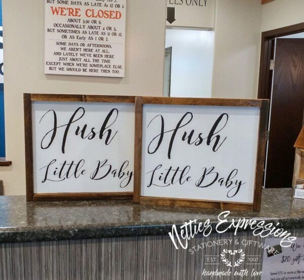 hush-little-baby-10x12-rustic-framed-wood-sign-wood-signs_9e911319-736e-4419-9417-6f64178a880c Hush Little Baby - Rustic Wood Sign - Netties Expressions