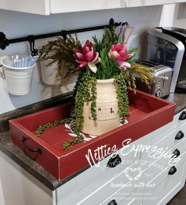 Large Rustic Plank Wooden Serving Tray - Netties Expressions