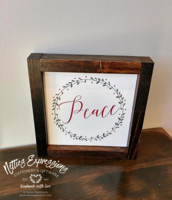 peace-6x6-rustic-framed-wood-christmas-sign-wood-signs-2_88249226-2d8c-4fe0-8de9-b48f9688654a Peace - Rustic Wood Christmas Sign - Netties Expressions