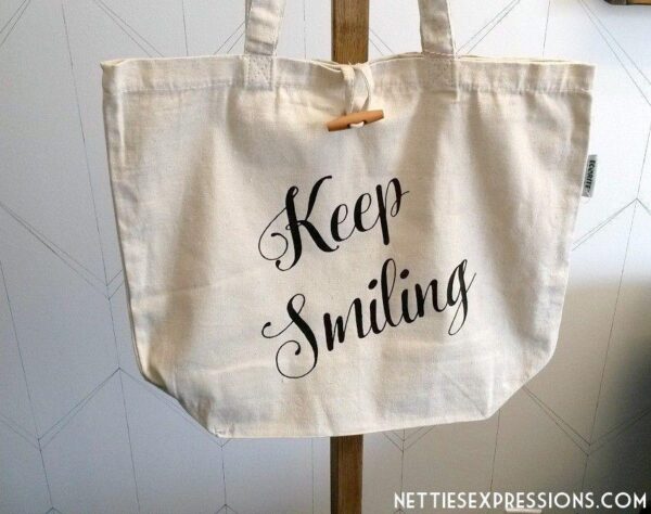 recycled-cotton-tote-bag-keep-smiling-bags_54b627a5-29c9-46e6-af59-b4d01d0d4162 Keep Smiling - Recycled Cotton Tote Bag - Netties Expressions