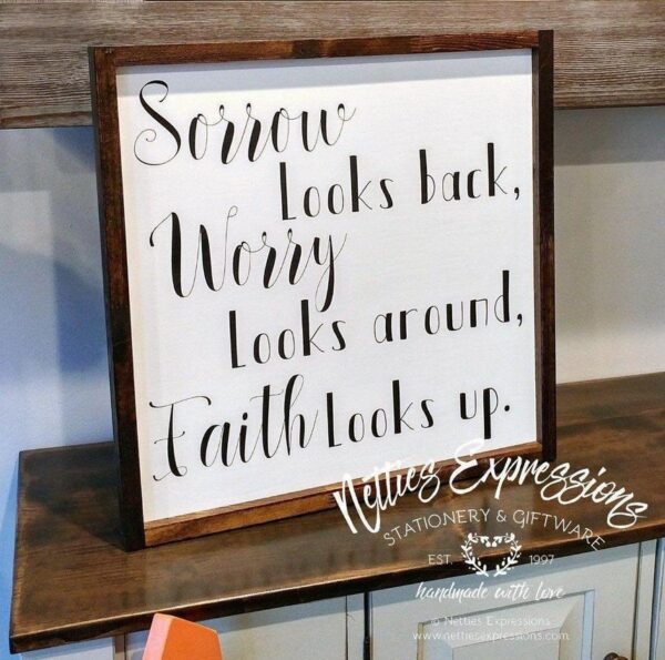 sorrow-looks-back-18x18-rustic-framed-wood-sign-wood-signs-2_a78baf2c-4adc-4598-b3f0-eaa1c9d3e7a3 Sorrow looks back - Rustic Wood Sign - Netties Expressions