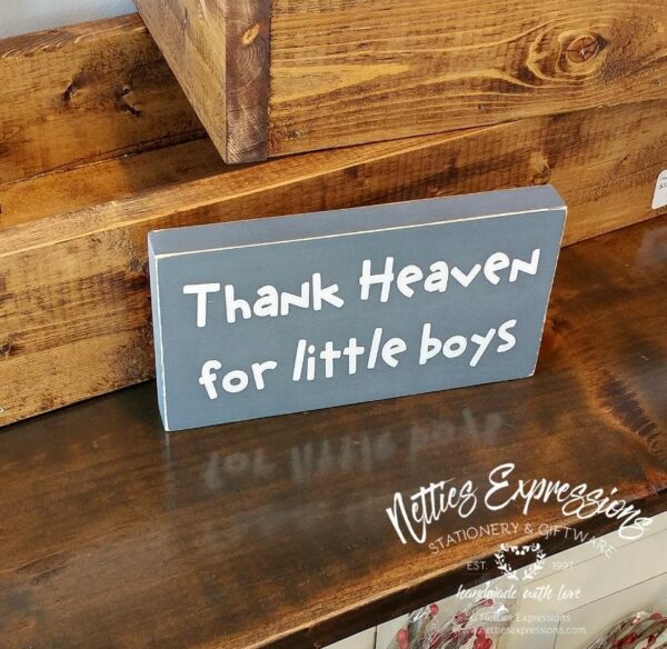 thank-heaven-for-little-boys-4x8-rustic-wood-sign-wood-signs_eb110b90-11b1-4693-83e6-0fe70be3bbca Thank Heaven for Little Boys - Rustic Wood Sign - Netties Expressions