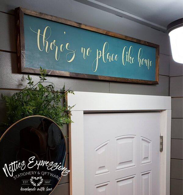 theres-no-place-like-home-8x40-peacock-lemongrass_cb50ba21-aaa8-4ae6-9ab1-3a1e125785cb There's no place like home - Rustic Wood Sign - Netties Expressions